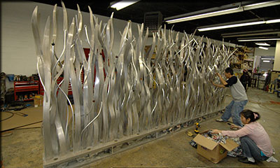 Maximum Industries - Section dividers waterjet cut from 1/4” aluminum to be installed in a high end restaurant